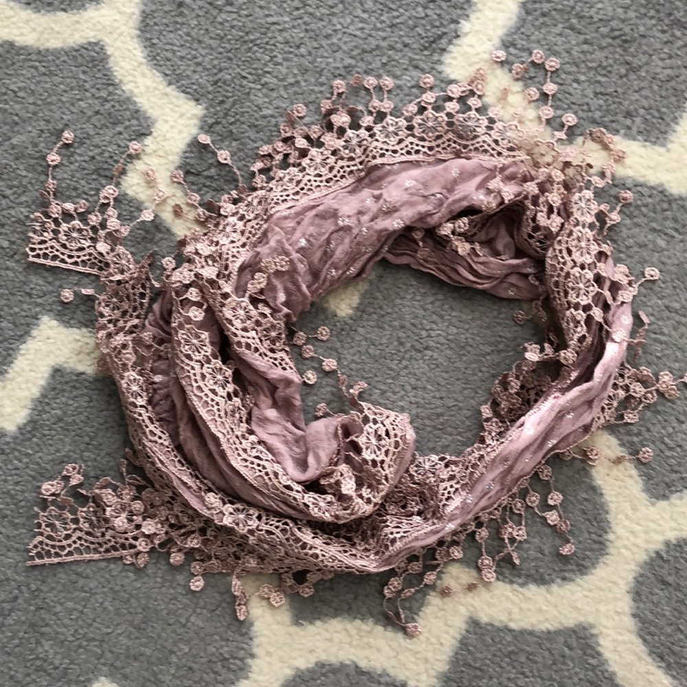 Floral Fringe Purple Scarf Wrap